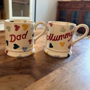 Emma Bridgewater Mummy and Dad 1/2 pint mugs (discontinued style)